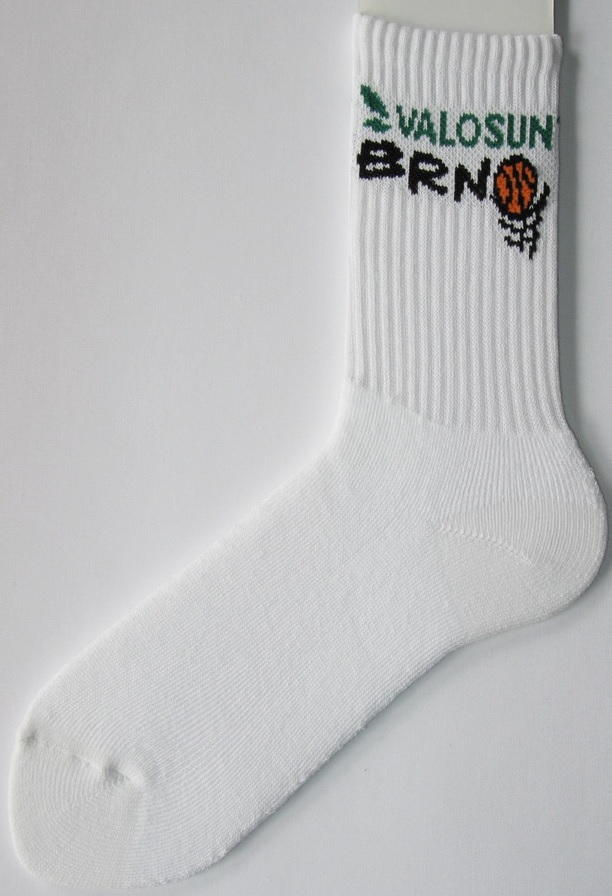 Bílé ponožky vyrobené na zakázku s nápisem